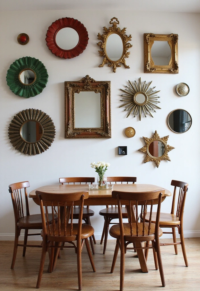 18 Colorful Dining Room Mirror Ideas That'll Brighten Up Your Space Instantly! - 18. Layered Colorful Mirrors