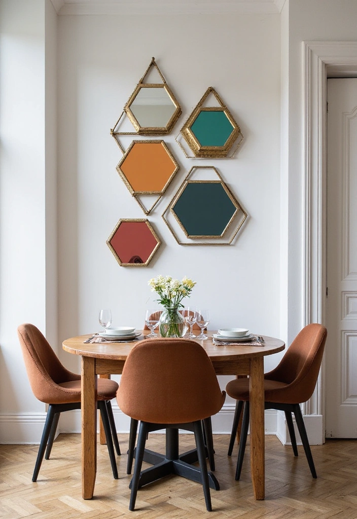 18 Colorful Dining Room Mirror Ideas That'll Brighten Up Your Space Instantly! - 2. Bold Geometric Shapes
