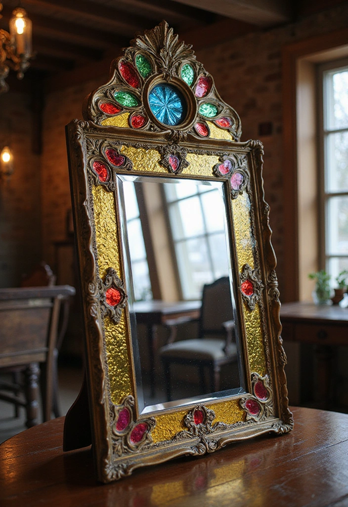 18 Colorful Dining Room Mirror Ideas That'll Brighten Up Your Space Instantly! - 4. Vintage-inspired Colored Glass