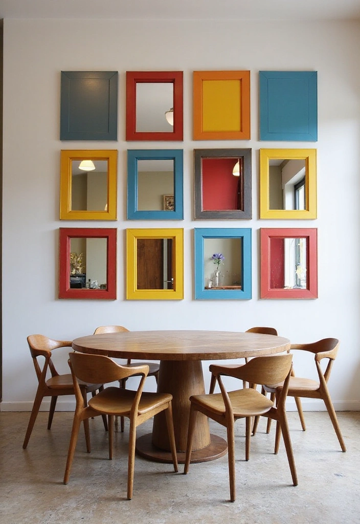 18 Colorful Dining Room Mirror Ideas That'll Brighten Up Your Space Instantly! - 6. Color-Blocked Mirrors