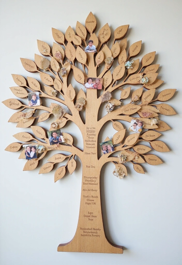 18 Creative Wooden Wall Hanging Ideas That'll Make Your Home Stand Out (#12 Is a Must-See!) - 12. Personalized Family Trees
