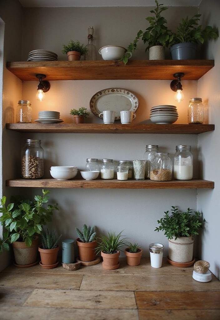 18 Modern Open Kitchen Shelves That Will Make Your Friends Jealous! - 1. Rustic Wood Charm