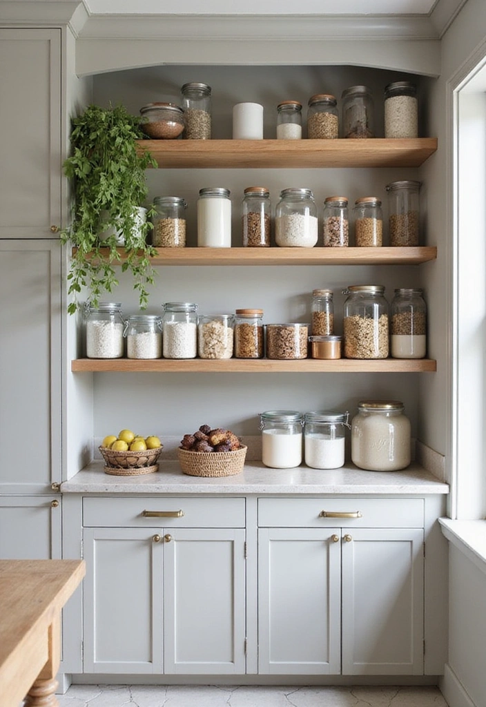 18 Modern Open Kitchen Shelves That Will Make Your Friends Jealous! - 11. Stylish Container Integration