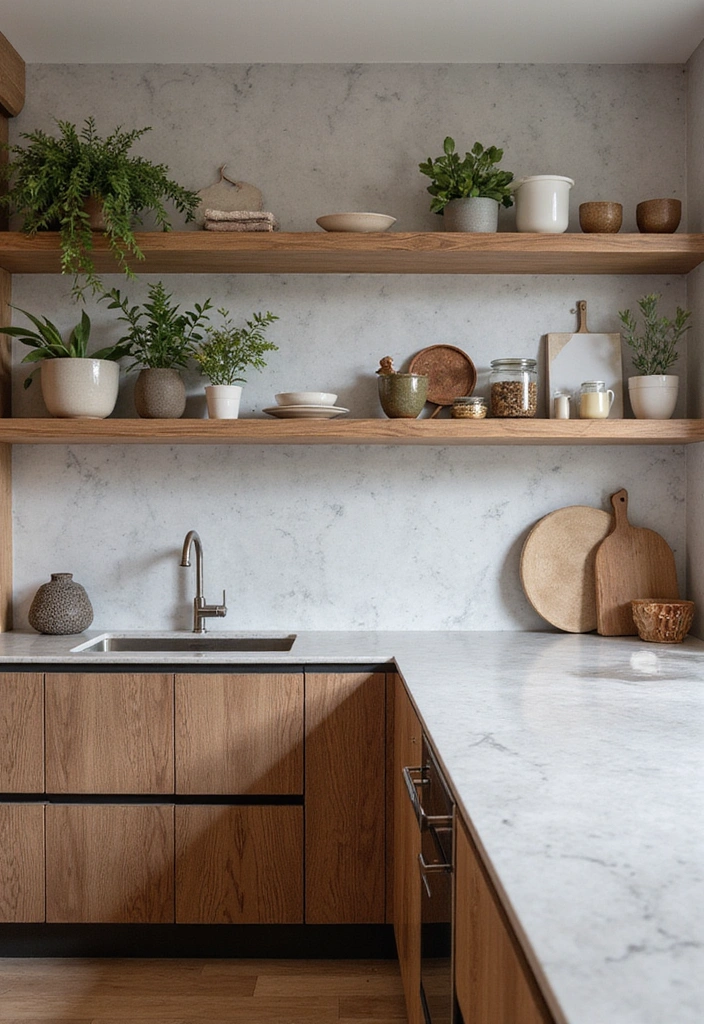 18 Modern Open Kitchen Shelves That Will Make Your Friends Jealous! - 15. Textured Finishes