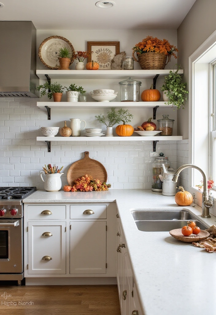 18 Modern Open Kitchen Shelves That Will Make Your Friends Jealous! - 16. Seasonal Decor Elements