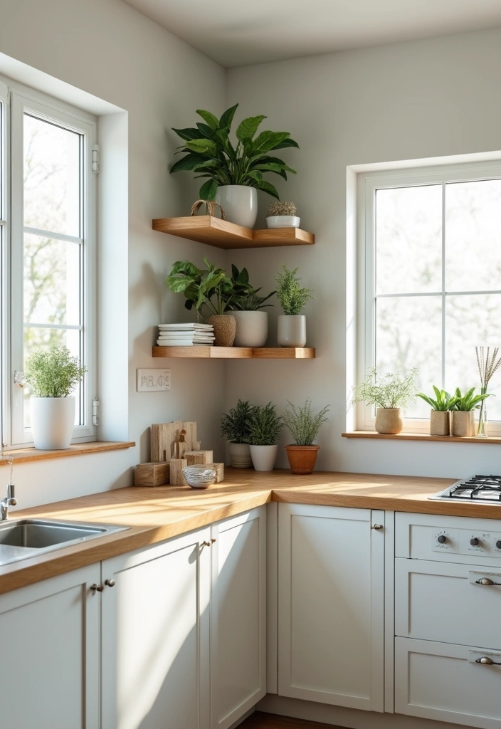 18 Modern Open Kitchen Shelves That Will Make Your Friends Jealous! - 9. Corner Shelving Solutions