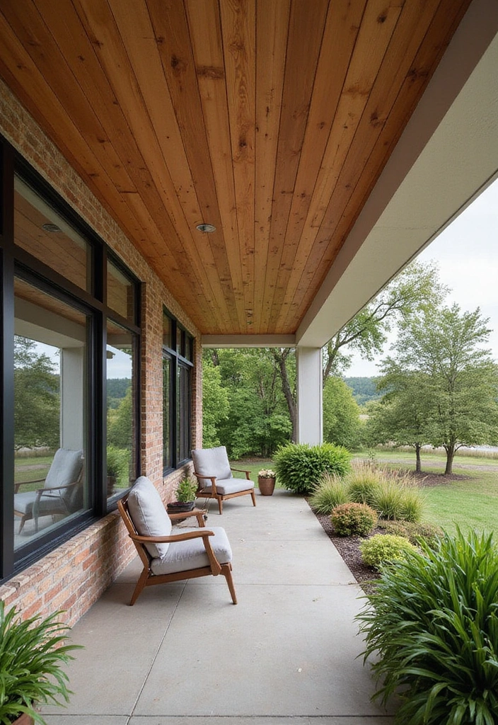 18 Modern Porch Ceilings That Redefine Outdoor Elegance (You Can't Miss #7!) - 1. Sleek Wood Paneled Perfection