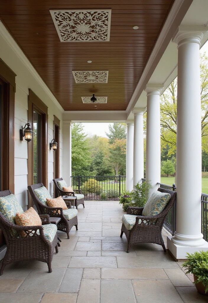 18 Modern Porch Ceilings That Redefine Outdoor Elegance (You Can't Miss #7!) - 13. Decorative Ceiling Grilles