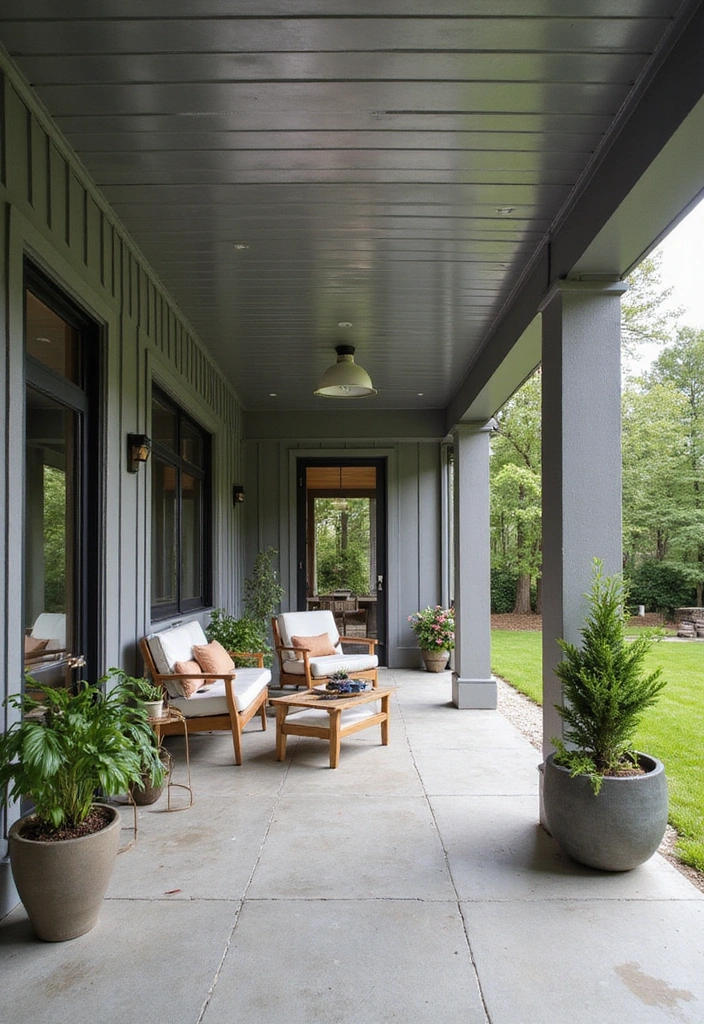 18 Modern Porch Ceilings That Redefine Outdoor Elegance (You Can't Miss #7!) - 3. Minimalist Metal Ceilings