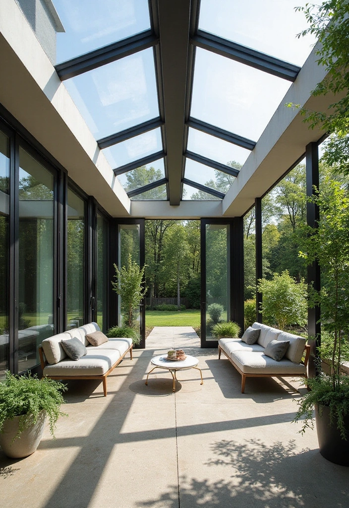 18 Modern Porch Ceilings That Redefine Outdoor Elegance (You Can't Miss #7!) - 5. Glass Skylights for Natural Light