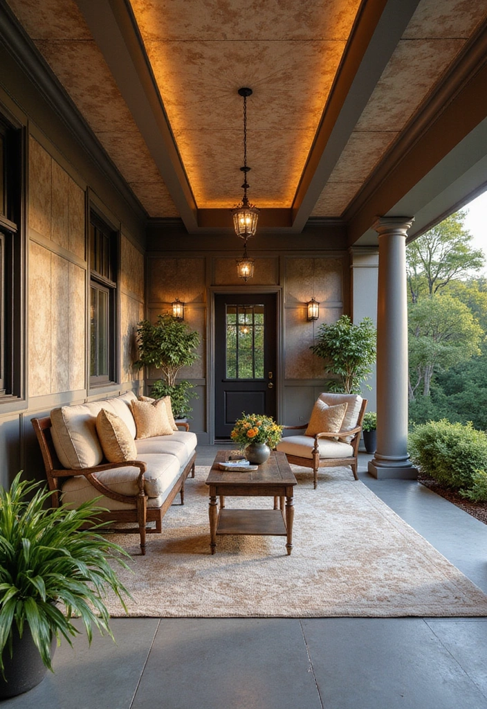 18 Modern Porch Ceilings That Redefine Outdoor Elegance (You Can't Miss #7!) - 7. Chic Faux Ceiling Panels
