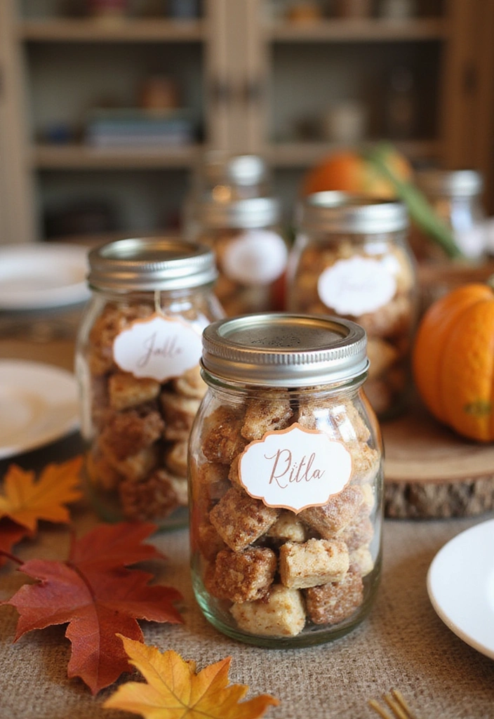 19 Cozy Mason Jar Fall Decor Ideas That Will Make Your Home Feel Like Autumn! - 10. Thanksgiving Dinner Jars