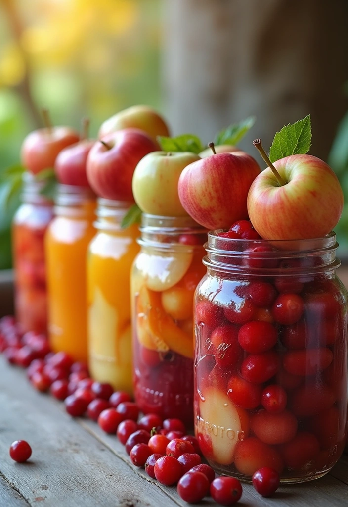 19 Cozy Mason Jar Fall Decor Ideas That Will Make Your Home Feel Like Autumn! - 17. Jar Arrangements with Seasonal Fruit
