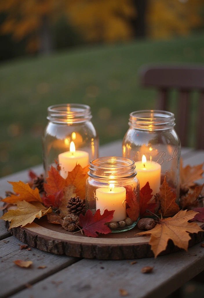 19 Cozy Mason Jar Fall Decor Ideas That Will Make Your Home Feel Like Autumn! - 2. Mason Jar Candle Holders