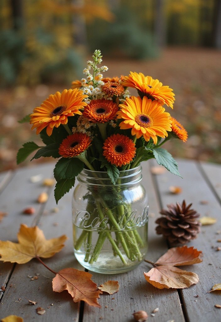 19 Cozy Mason Jar Fall Decor Ideas That Will Make Your Home Feel Like Autumn! - 3. Autumn Floral Arrangements