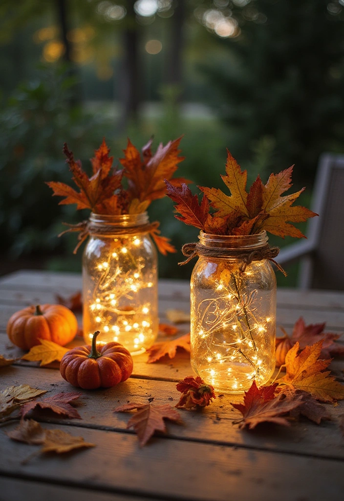 19 Cozy Mason Jar Fall Decor Ideas That Will Make Your Home Feel Like Autumn! - 8. Fall-Themed Lighting