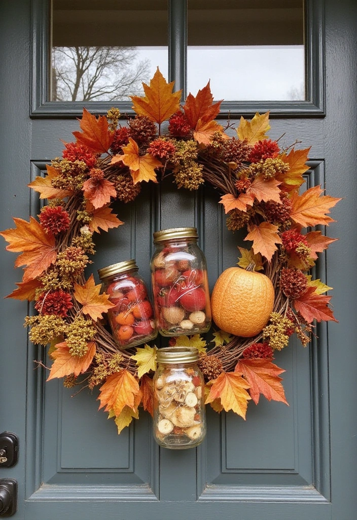 19 Cozy Mason Jar Fall Decor Ideas That Will Make Your Home Feel Like Autumn! - 9. DIY Mason Jar Wreaths