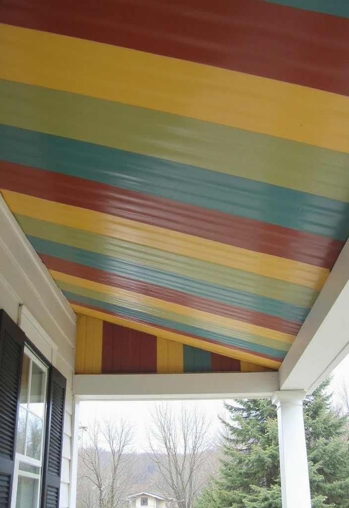 19 Creative Porch Ceiling Patterns That Will Make Your Guests Say 'Wow!' - 1. Striped Serenity