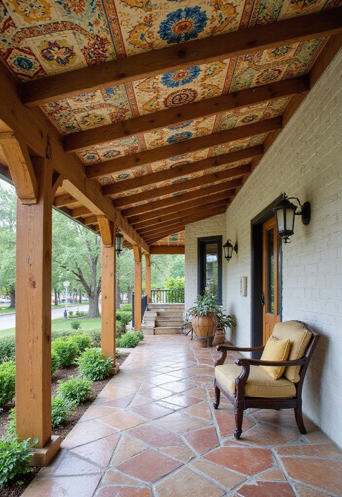 19 Creative Porch Ceiling Patterns That Will Make Your Guests Say 'Wow!' - 11. Chic Tile Patterns