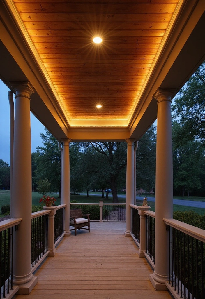 19 Creative Porch Ceiling Patterns That Will Make Your Guests Say 'Wow!' - 12. Soft LED Lighting