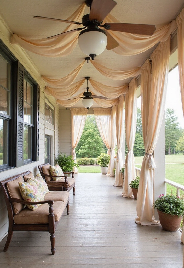 19 Creative Porch Ceiling Patterns That Will Make Your Guests Say 'Wow!' - 13. Outdoor Fabrics