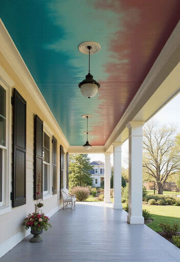 19 Creative Porch Ceiling Patterns That Will Make Your Guests Say 'Wow!' - 18. Colorful Ombre Effects