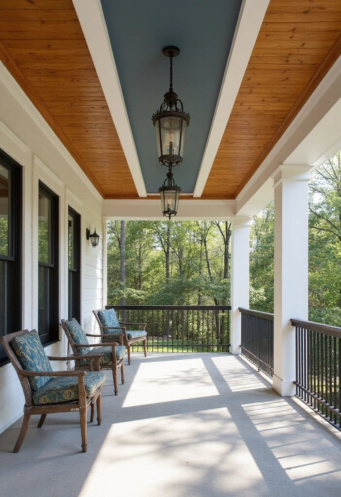 19 Creative Porch Ceiling Patterns That Will Make Your Guests Say 'Wow!' - 19. Dual-Tone Design