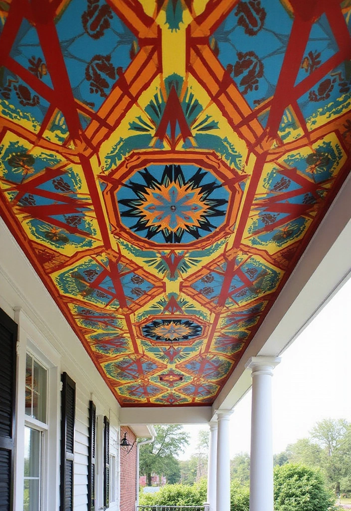 19 Creative Porch Ceiling Patterns That Will Make Your Guests Say 'Wow!' - 3. Bold Geometric Patterns