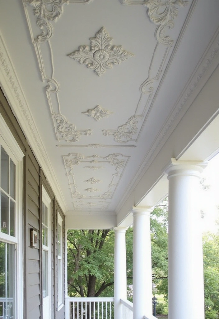 19 Creative Porch Ceiling Patterns That Will Make Your Guests Say 'Wow!' - 7. Intricate Plaster Details
