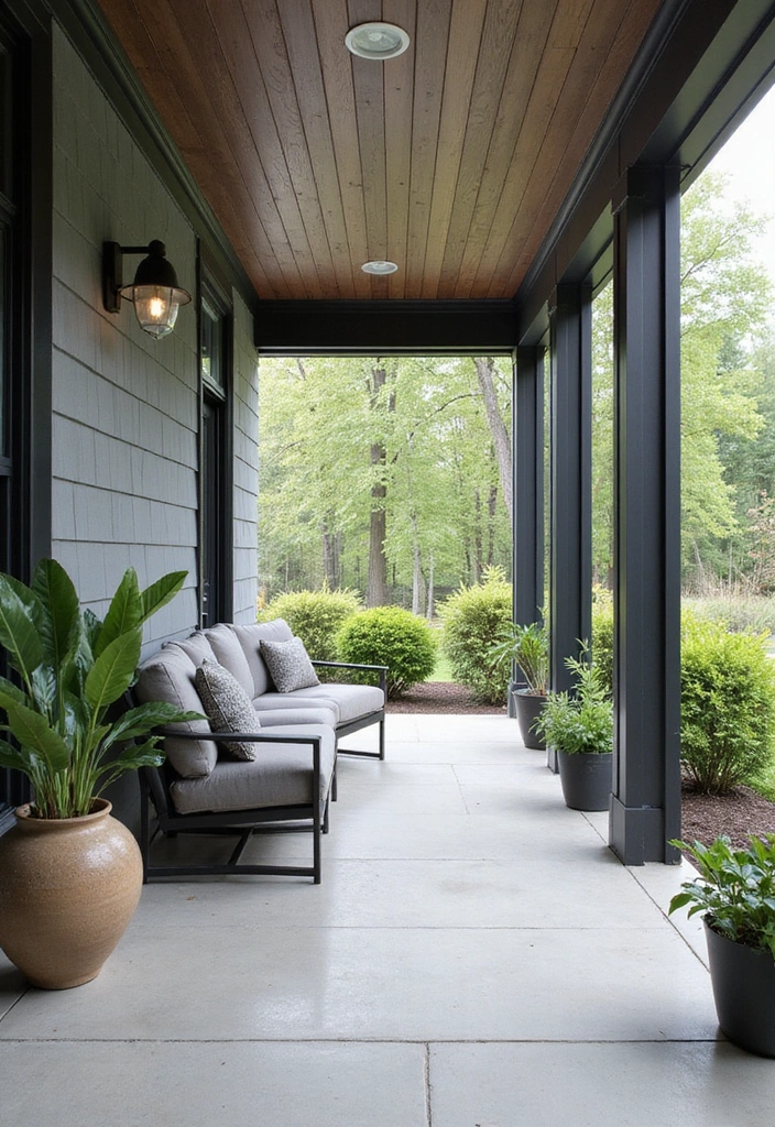 19 Creative Porch Ceiling Patterns That Will Make Your Guests Say 'Wow!' - 8. Minimalistic Monochrome