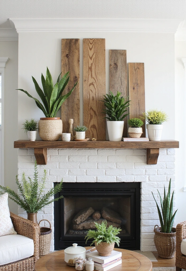 19 Layered Farmhouse Mantel Decor Ideas That Create Stunning Visuals (Tip #7 Will Blow Your Mind!) - 1. Embrace Natural Elements