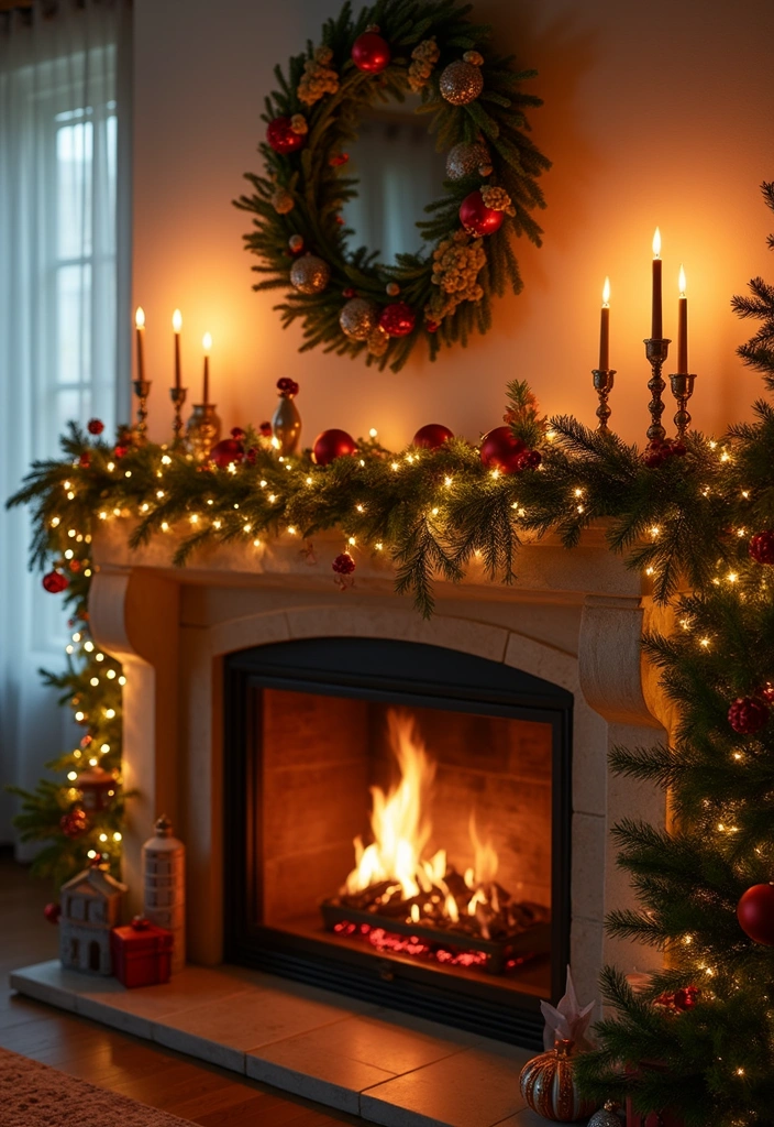 19 Layered Farmhouse Mantel Decor Ideas That Create Stunning Visuals (Tip #7 Will Blow Your Mind!) - 8. Holiday Themes