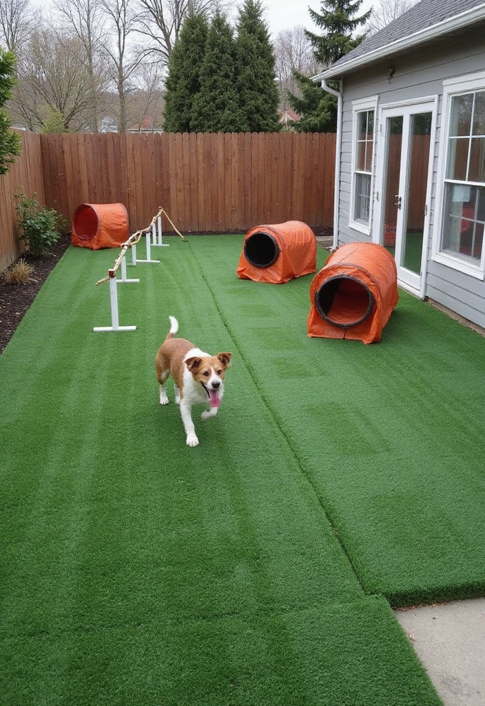 19 Pet-Friendly Small Backyard Turf Ideas That Every Dog Owner Needs to See (#8 Is a Game-Changer!) - 11. Turf with Built-in Enrichment Activities