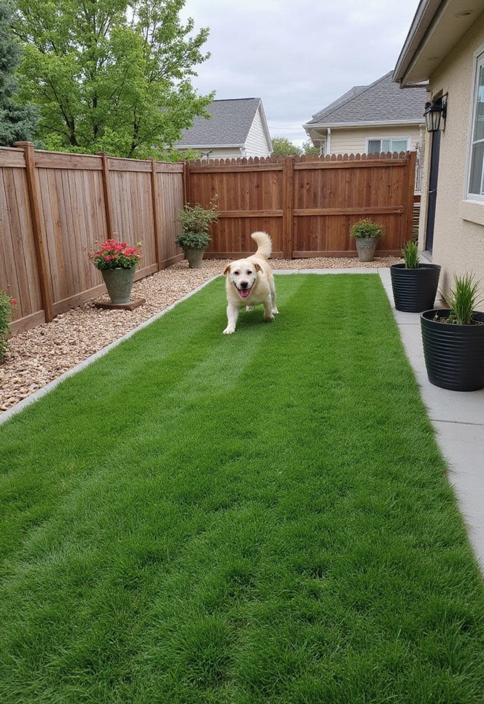 19 Pet-Friendly Small Backyard Turf Ideas That Every Dog Owner Needs to See (#8 Is a Game-Changer!) - 12. Easy-Clean Fencing Solutions