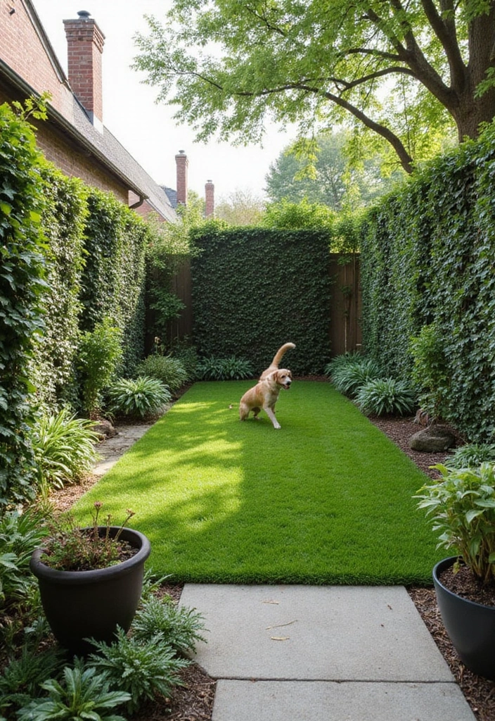 19 Pet-Friendly Small Backyard Turf Ideas That Every Dog Owner Needs to See (#8 Is a Game-Changer!) - 17. Natural Boundaries for Safety