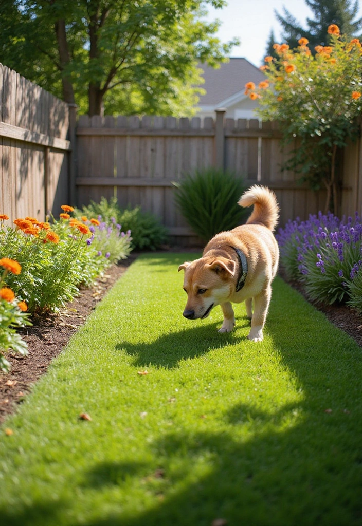 19 Pet-Friendly Small Backyard Turf Ideas That Every Dog Owner Needs to See (#8 Is a Game-Changer!) - 7. Low-Maintenance Flower Beds