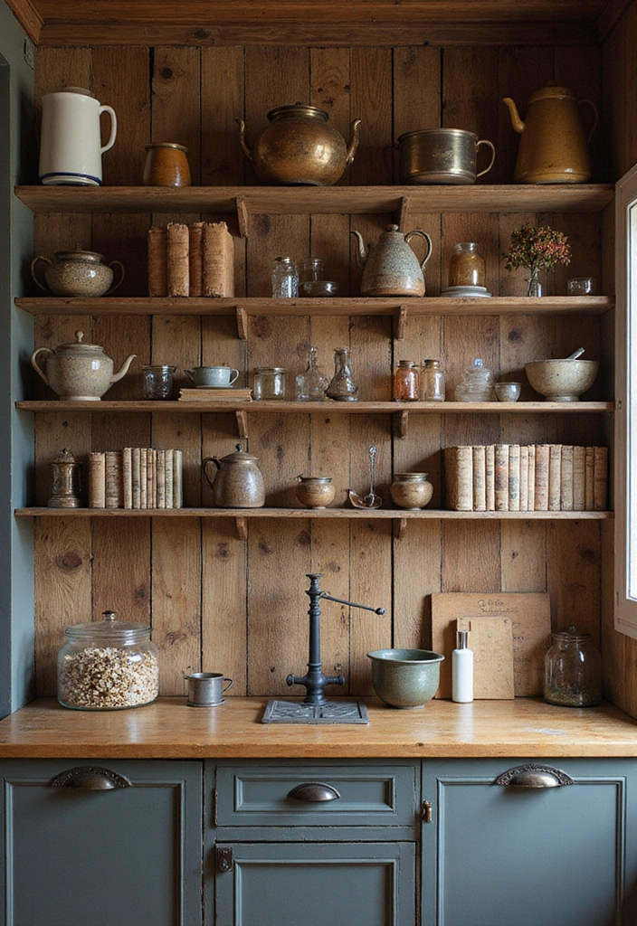 19 Vintage Open Kitchen Shelf Ideas That'll Give Your Kitchen Timeless Charm! - 1. Rustic Wooden Planks