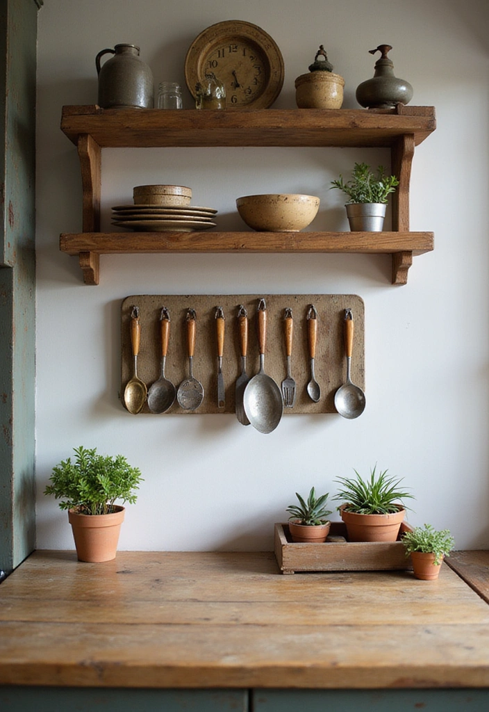 19 Vintage Open Kitchen Shelf Ideas That'll Give Your Kitchen Timeless Charm! - 12. Vintage Utensil Holder