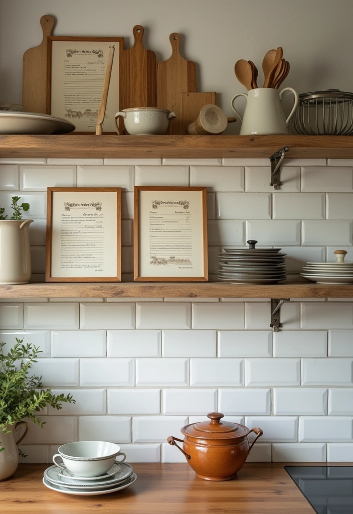 19 Vintage Open Kitchen Shelf Ideas That'll Give Your Kitchen Timeless Charm! - 18. Family Recipe Display