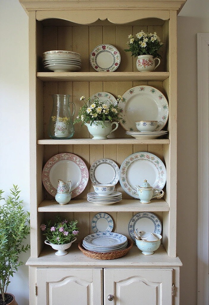 19 Vintage Open Kitchen Shelf Ideas That'll Give Your Kitchen Timeless Charm! - 4. Charming China Display