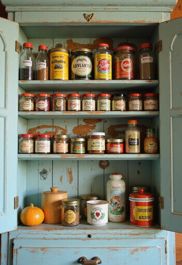 19 Vintage Open Kitchen Shelf Ideas That'll Give Your Kitchen Timeless Charm! - 5. Retro Spice Rack