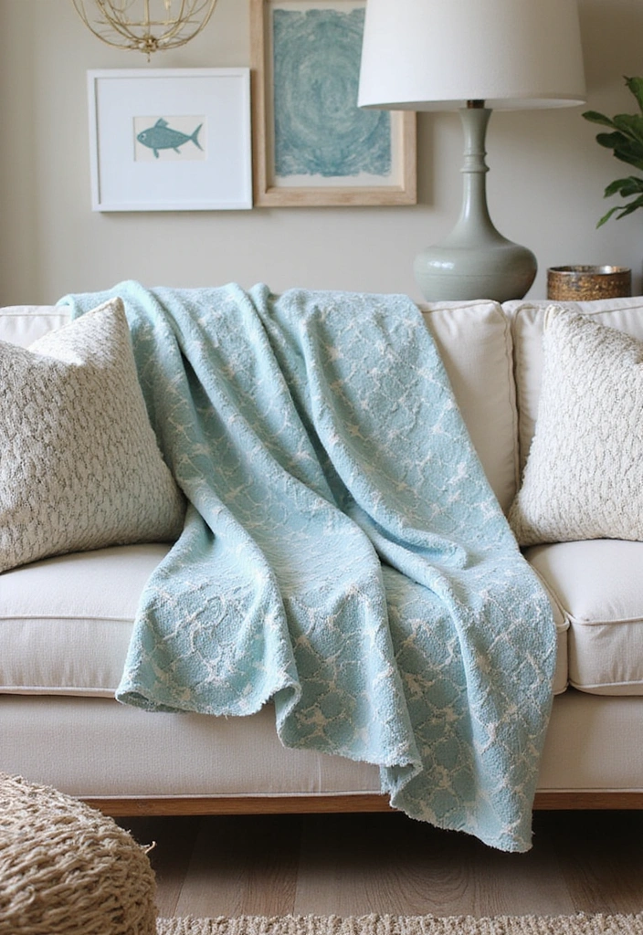 20 Beach Themed Textiles That Will Cozy Up Your Living Room (You’ll Love #17!) - 13. Fish Scale Patterned Throw