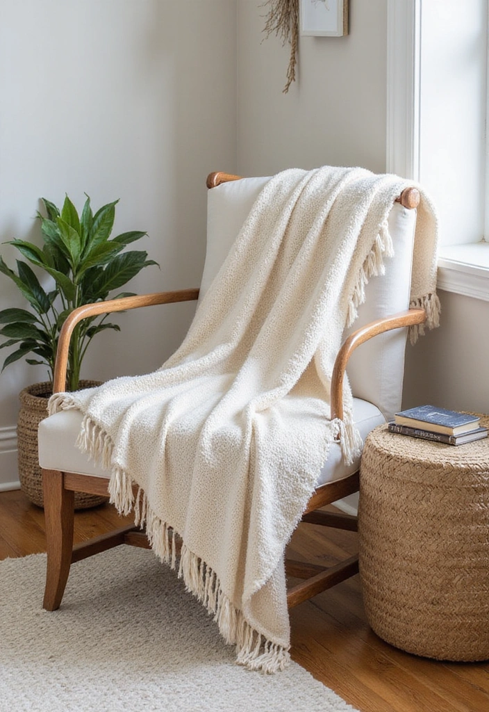 20 Beach Themed Textiles That Will Cozy Up Your Living Room (You’ll Love #17!) - 6. Driftwood Inspired Accent Blankets