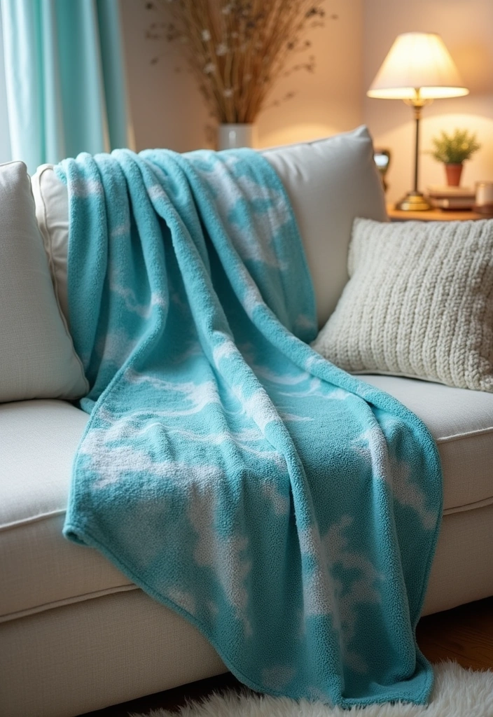 20 Beach Themed Textiles That Will Cozy Up Your Living Room (You’ll Love #17!) - 8. Ocean Waves Throw Blanket