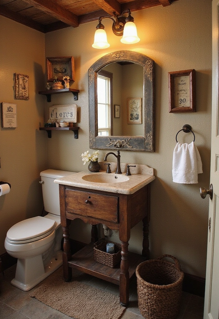 20 Brilliant Small Bathroom Ideas That Prove Size Doesn't Matter (You'll Want to Steal #12!) - 10. Vintage Accents