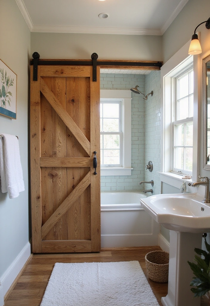 20 Brilliant Small Bathroom Ideas That Prove Size Doesn't Matter (You'll Want to Steal #12!) - 11. Sliding Barn Doors