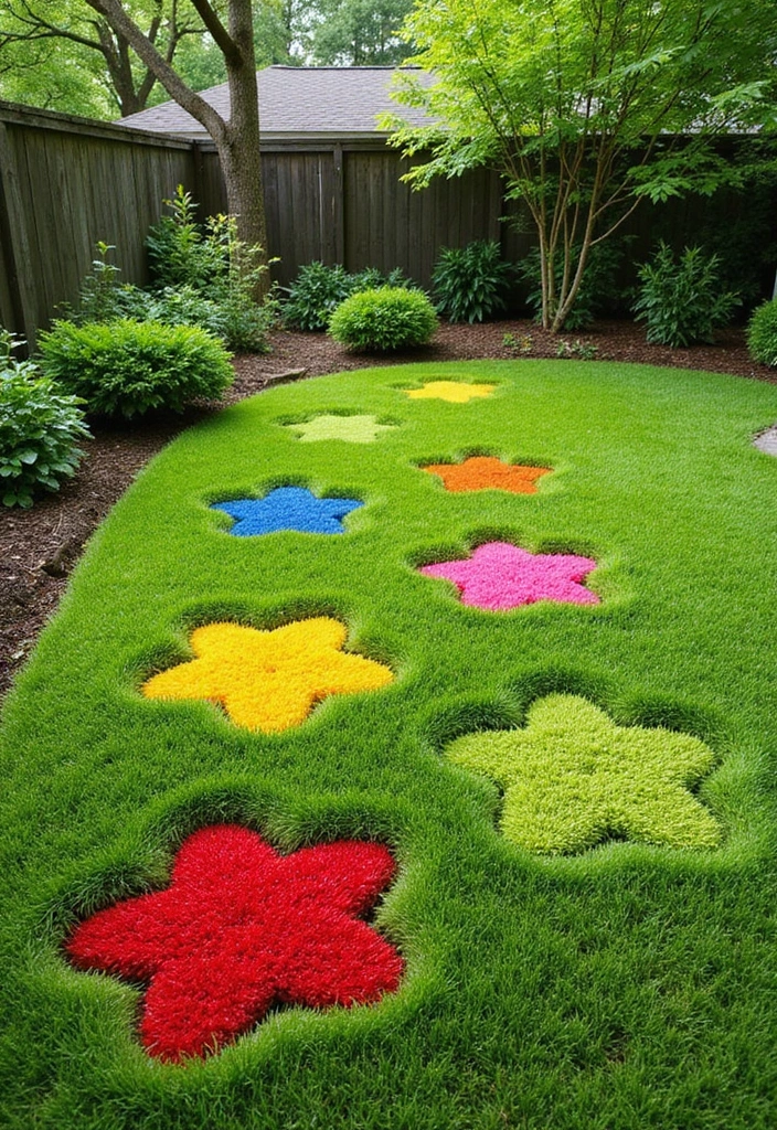 20 Budget-Friendly Backyard Turf Ideas You Can DIY (Number 4 is a Game Changer!) - 1. Colorful Turf Patches