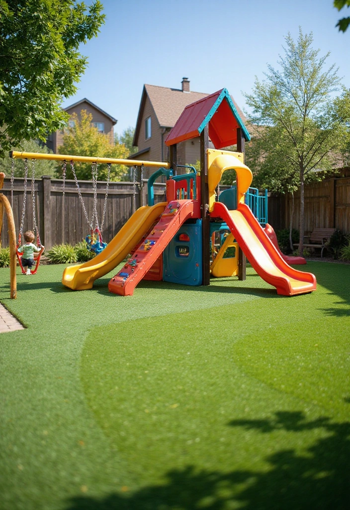 20 Budget-Friendly Backyard Turf Ideas You Can DIY (Number 4 is a Game Changer!) - 12. DIY Turf Playground for Kids
