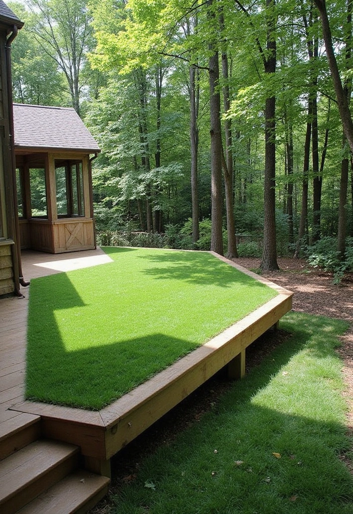 20 Budget-Friendly Backyard Turf Ideas You Can DIY (Number 4 is a Game Changer!) - 19. Elevated Turf Deck