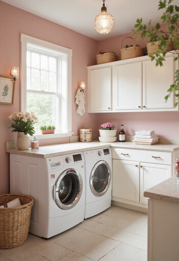 20 Color Schemes for Your Laundry Room That Will Make You Smile Every Time You Enter! (#5 Is So Bright!) - 10. Soft Blush and Cream